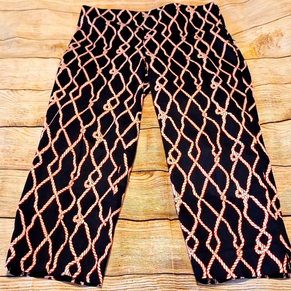 Talbots capris pant navy red 6 petite